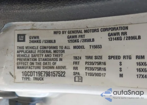 2009 Chevrolet Colorado Work Truck from USA, damaged, VIN 1GCDT19E798157522